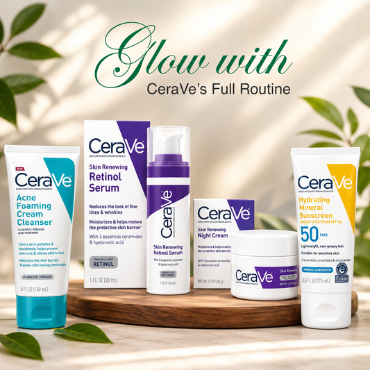 4-in-1 Premium Skincare Bundle – Cleanser, Night Cream, SPF 50 & Retinol Serum