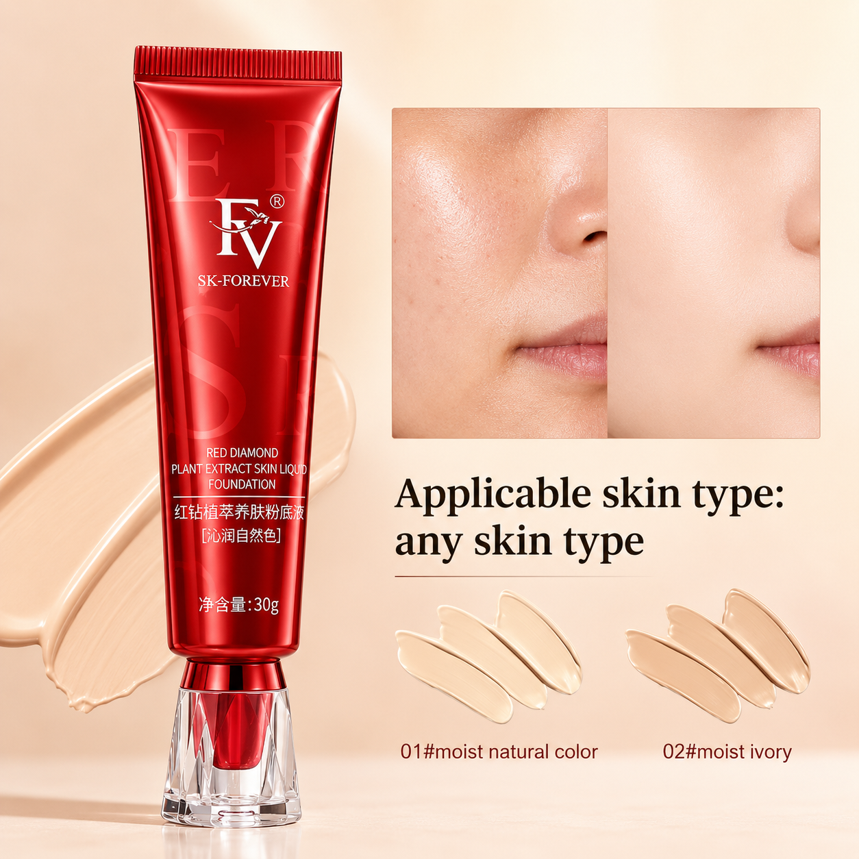 Creamy Full Coverage Foundation – 12 Hour Long Lasting Makeup Base For All Skin Types